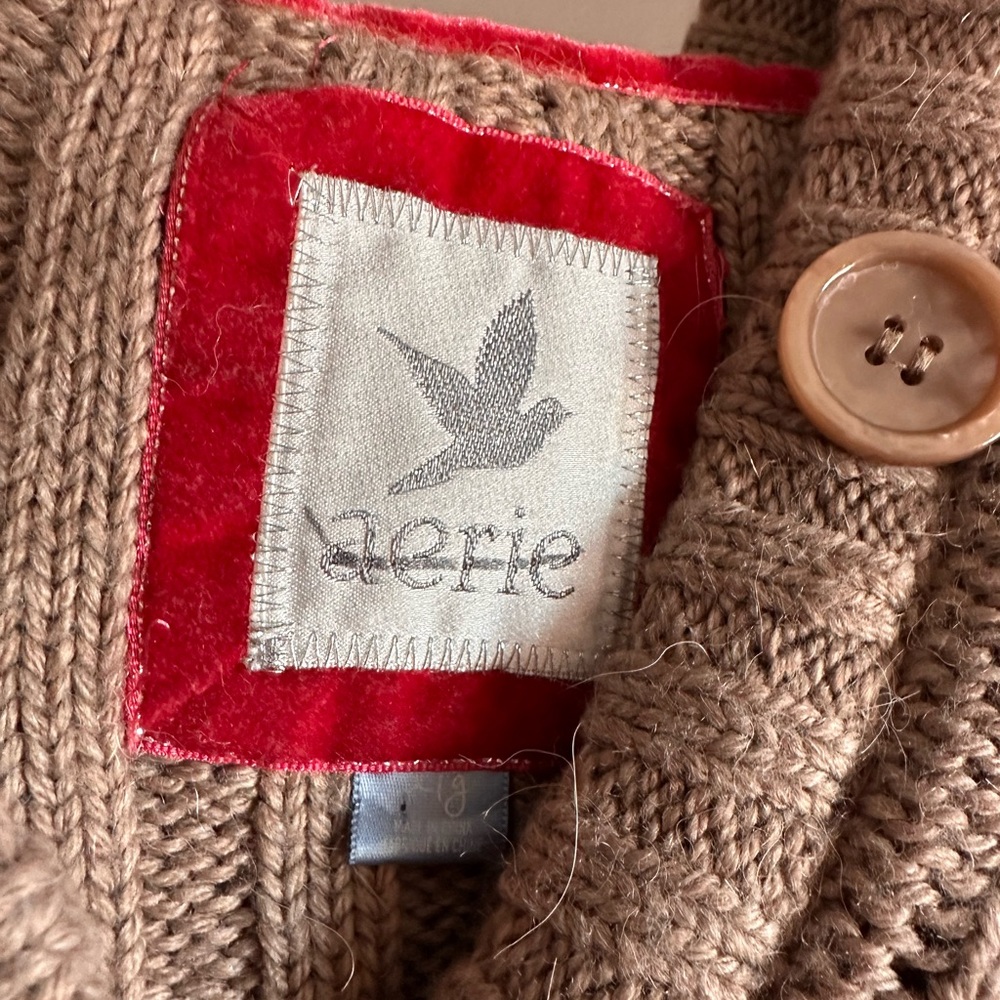 Aerie Tan Cable Knit Cropped Cardigan - Picture 2 of 8